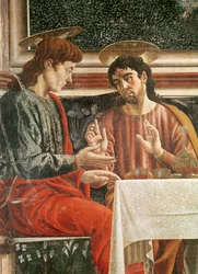 Das letzte Abendmahl, Detail von Sankt Matthäus und Sankt Philippus, 1447 (Detail)